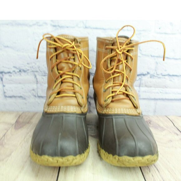 LL Bean Brown Leather 8" Lace Up Goretex Insulated Ankle Duck Boots Size 8 M - Picture 4 of 12